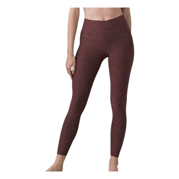 prAna Kimble 7/8 Leggings Burgundy Flannel Heather Stretch Knit Athletic M - Picture 1 of 7